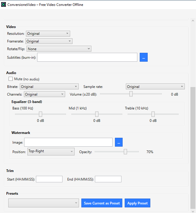 Video & audio controls
